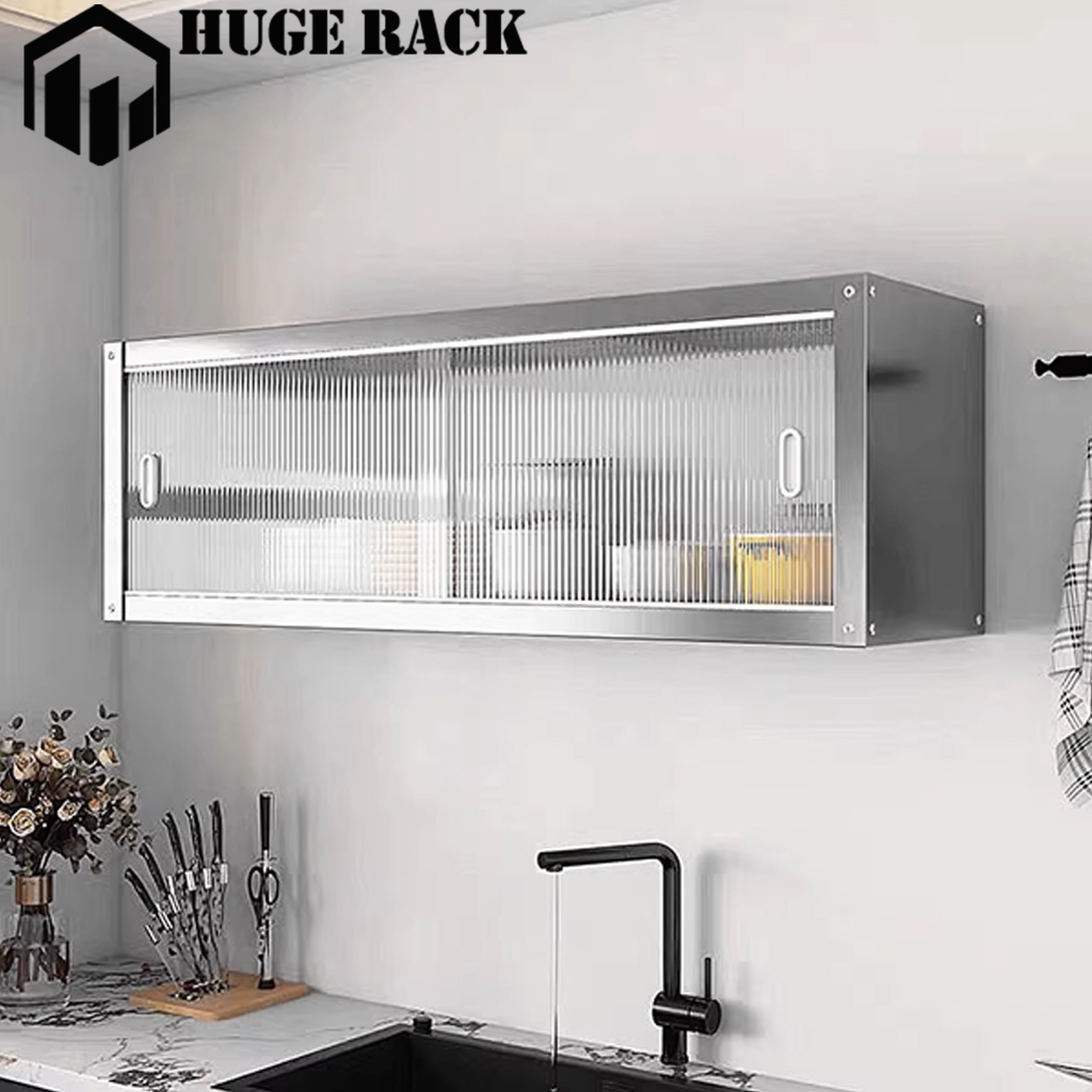 SUS 304 Lemari Dapur Dinding Stainless Steel Rak Bumbu Gantung Lemari Piring Kabinet