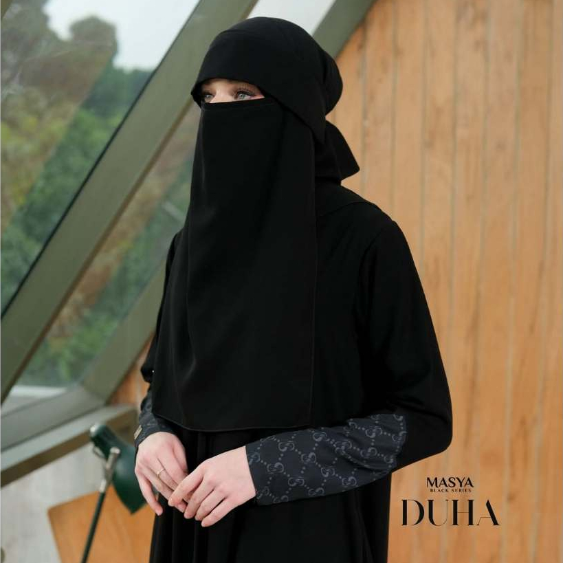 Set Abaya Semi Outer Hitam Madenia Syari By MASYA Black Series Duha