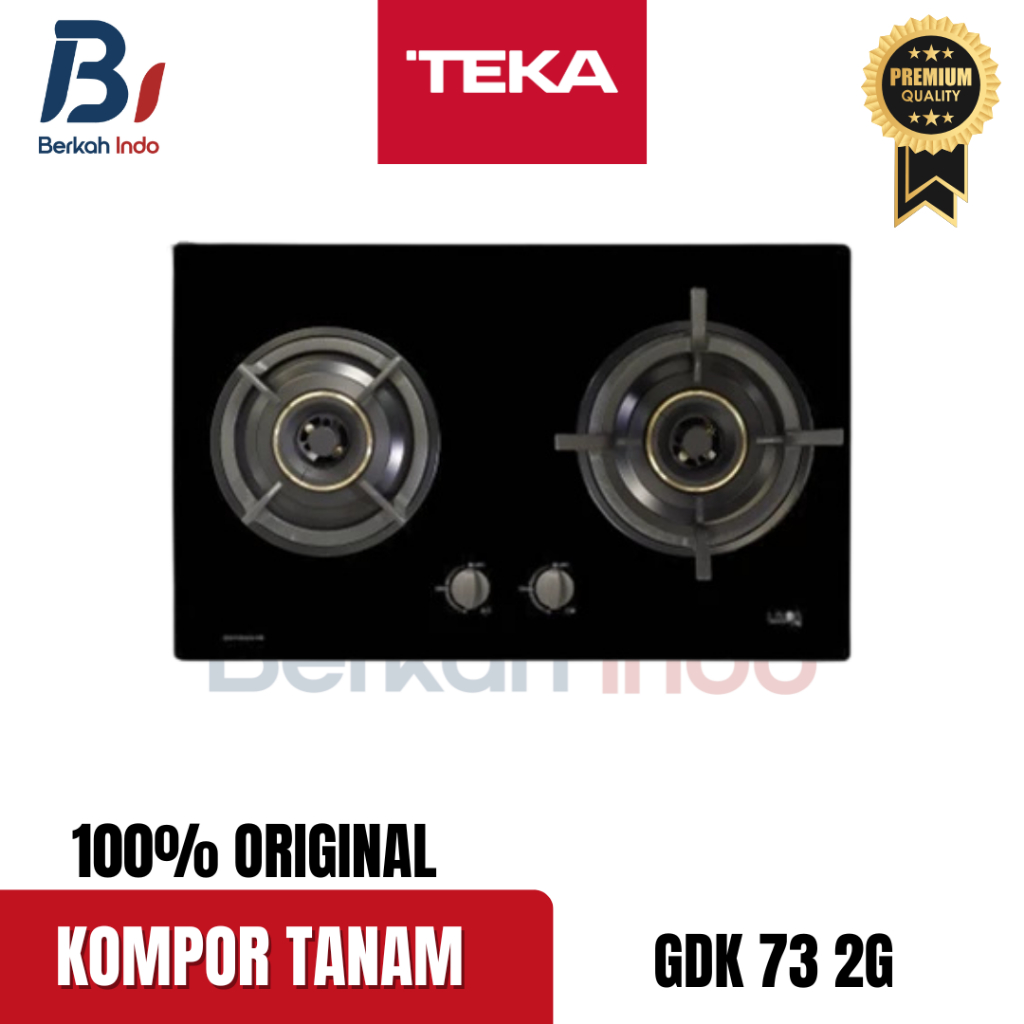 KOMPOR TANAM KACA TEKA GDK 73 2G - 2 Tungku, Auto Ignition, Kaca Temper 8mm, Hitam Elegan