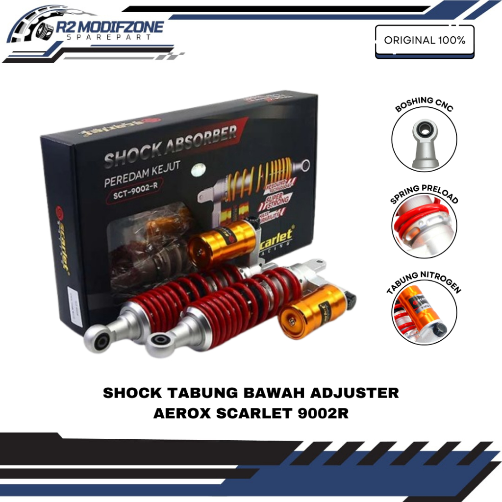 Shockbreaker Tabung Bawah Adjuster 9002 R Aerox 305mm "Original Scarlet"