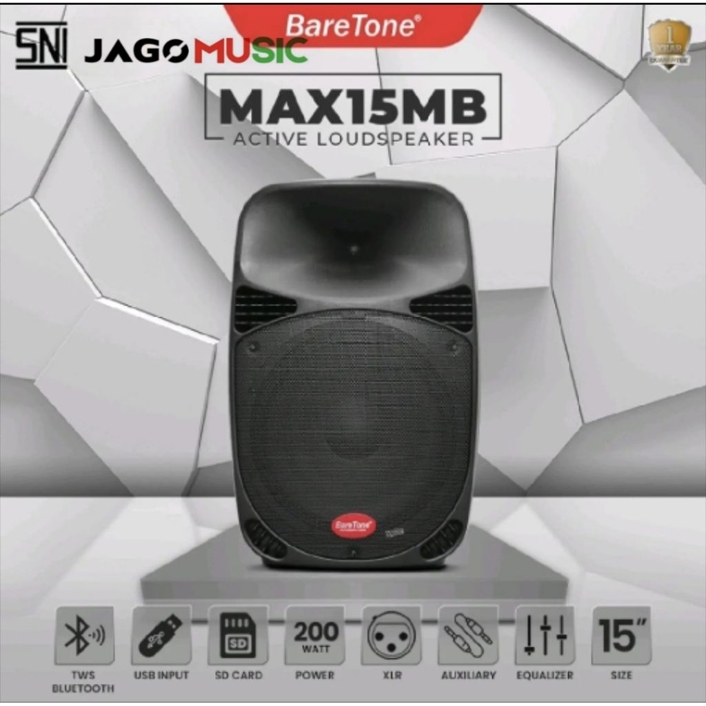 Baretone Speaker Aktif MAX15MB 15inch Bluetooth Speaker Baretone MAX 15MB