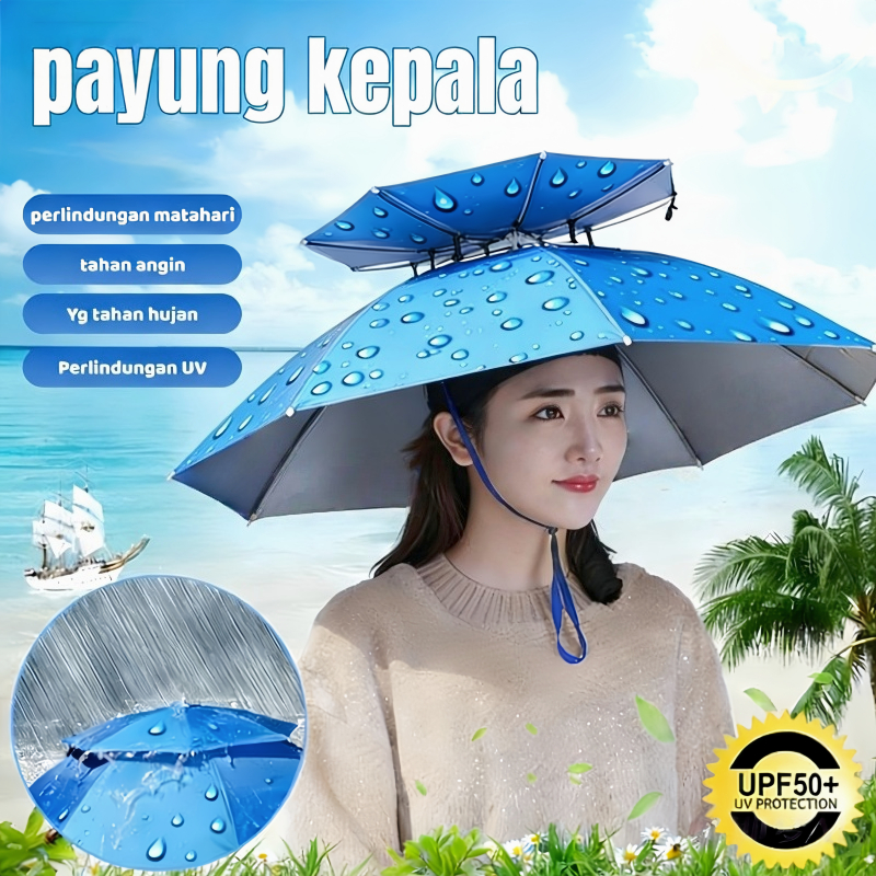 Payung Topi Ukuran Diameter 80/95 Cm Topi Payung Mancing Hiking Outdoor Payung Kepala Besar/Lapisan