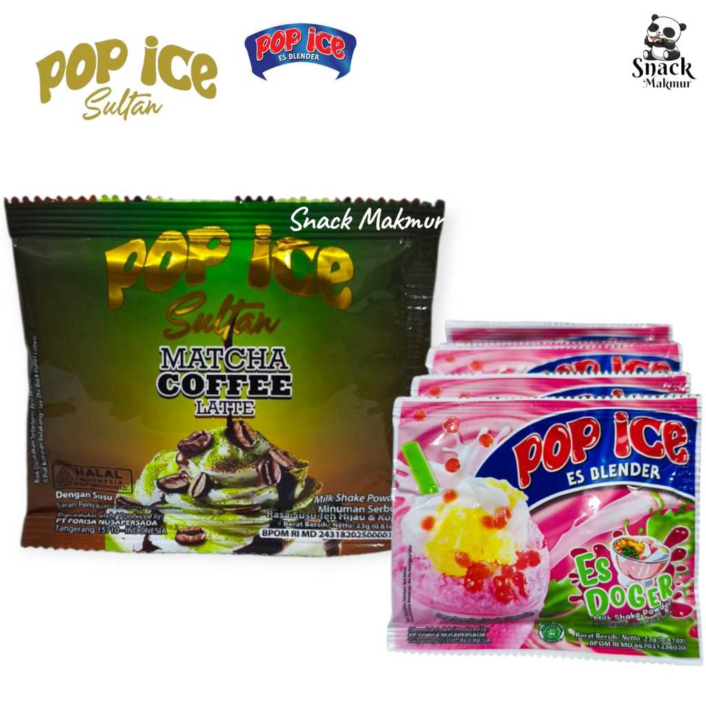 POP ICE SULTAN MATCHA COFFE LATTE DAN POP ICE ES BLENDER RASA ES DOGER HARGA 2 VARIAN RASA