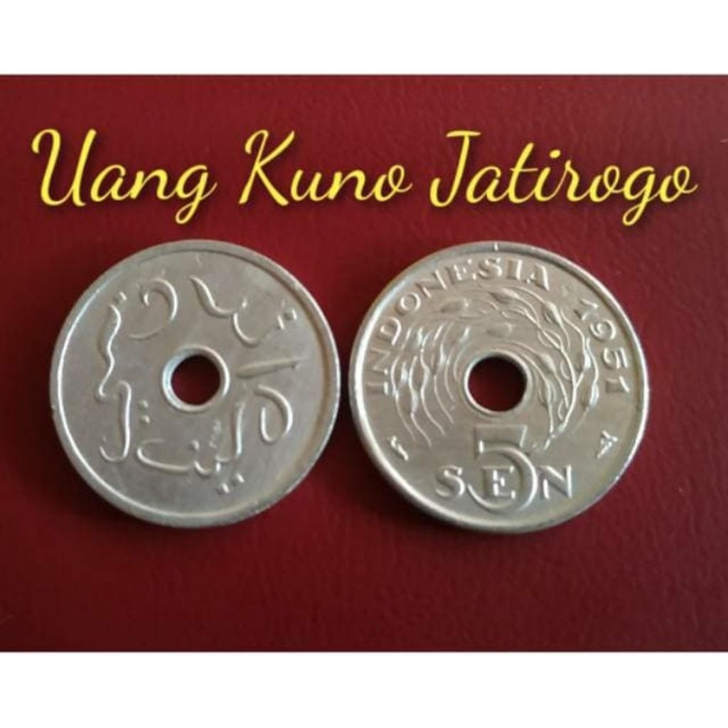 KOIN 5 SEN BOLONG TAHUN 1951 'PADI' 1 KEPING / 1 BIJI