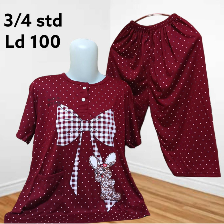 baju tidur wanita dewasa kaos babydoll adem ld100cm/baju tidur wanita dewasa setelan piyama ld 100cm