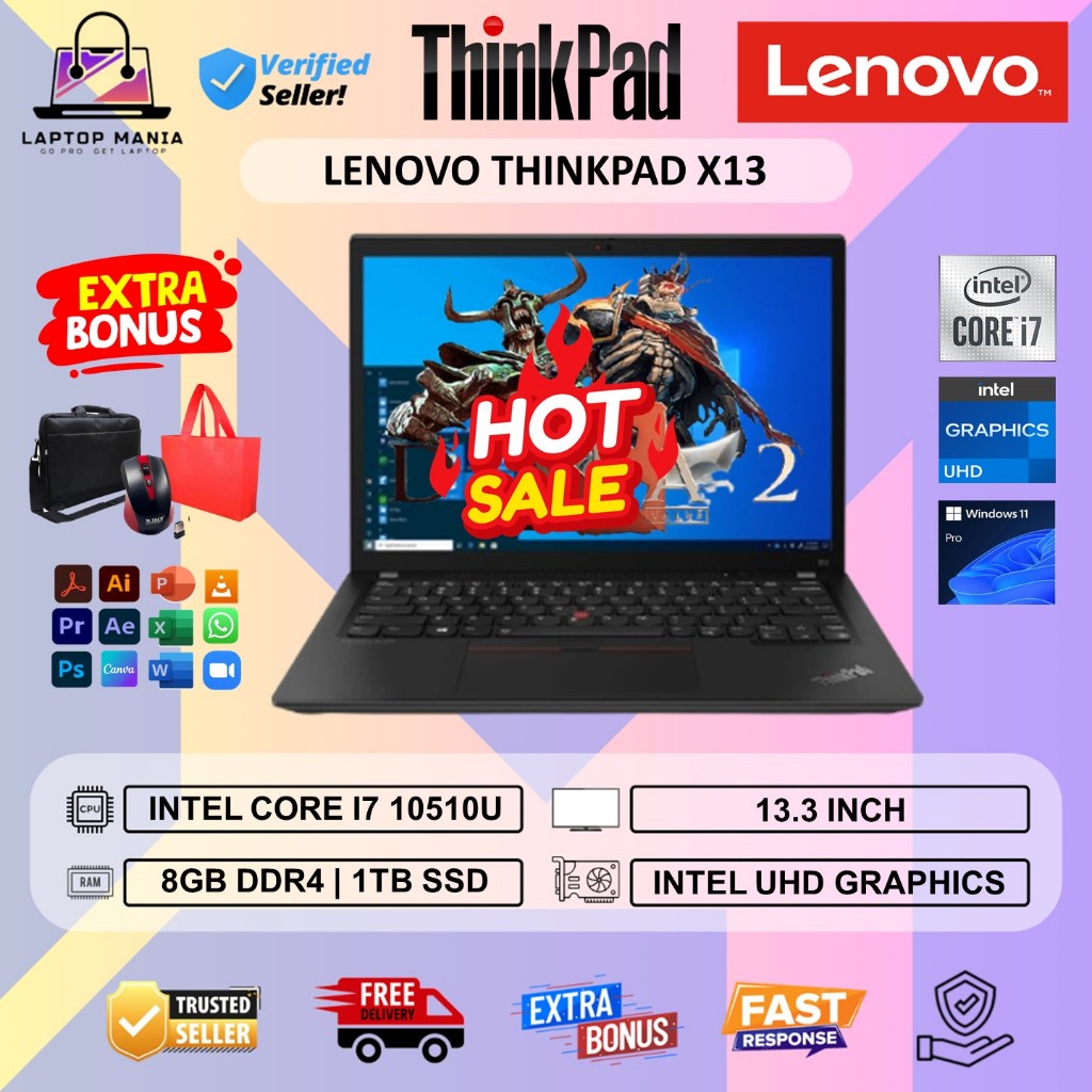 LENOVO THINKPAD X13 INTEL I7 10510U 8GB 1TB SSD 13.3 ORIGINAL