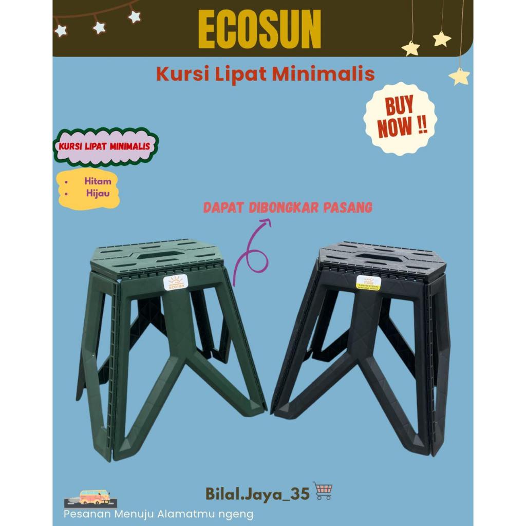 Ecosun - Bangku Duduk Lipat Modular Portable Plastik Kokoh Kursi Outdoor Serbaguna / Kursi Minimalis