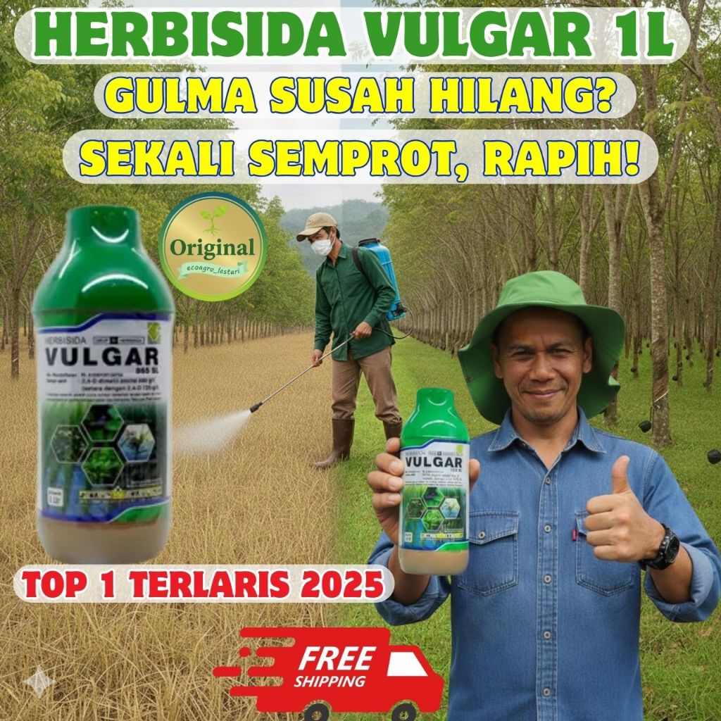 Racun Rumput Paling Ampuh Obat Rumput VULGAR Herbisida 1 Liter, Pestisida Nabati Untuk Sawah