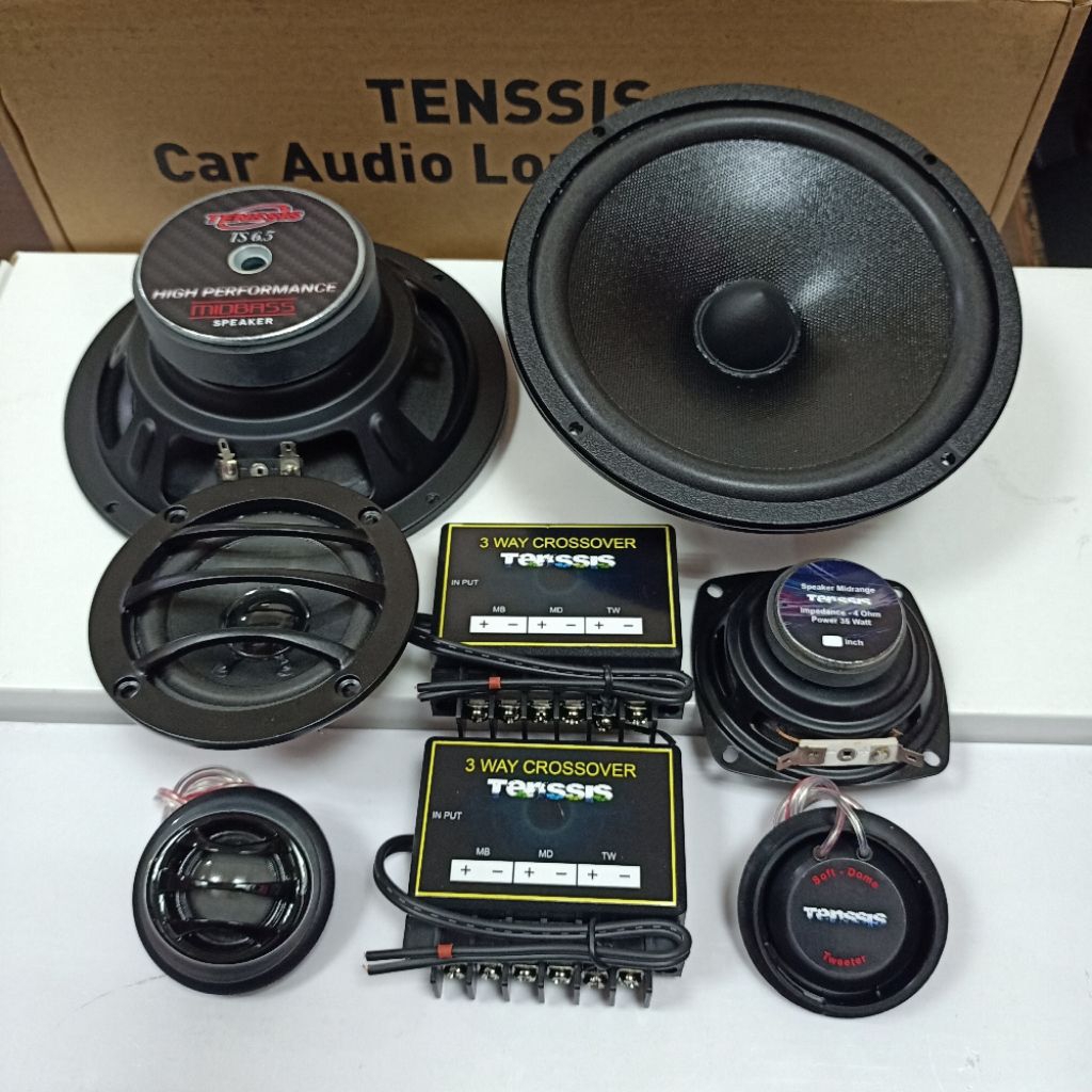 Speaker 3way Tenssis Midbass 6.5inch Midrange 3inch Tweeter Labar Ring 50mm
