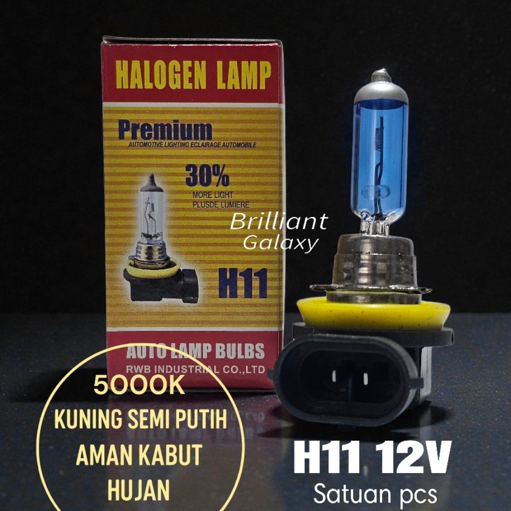 RWB - Xenon Halogen 5000K Satuan - H3 H11 HIR2 9012 - Kuning Semu Putih