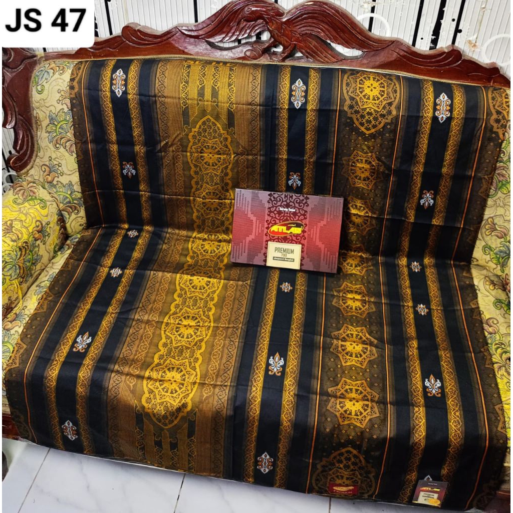HITAM PUTIH Sarung Atlas Premium 790 Gold jacquard full songket