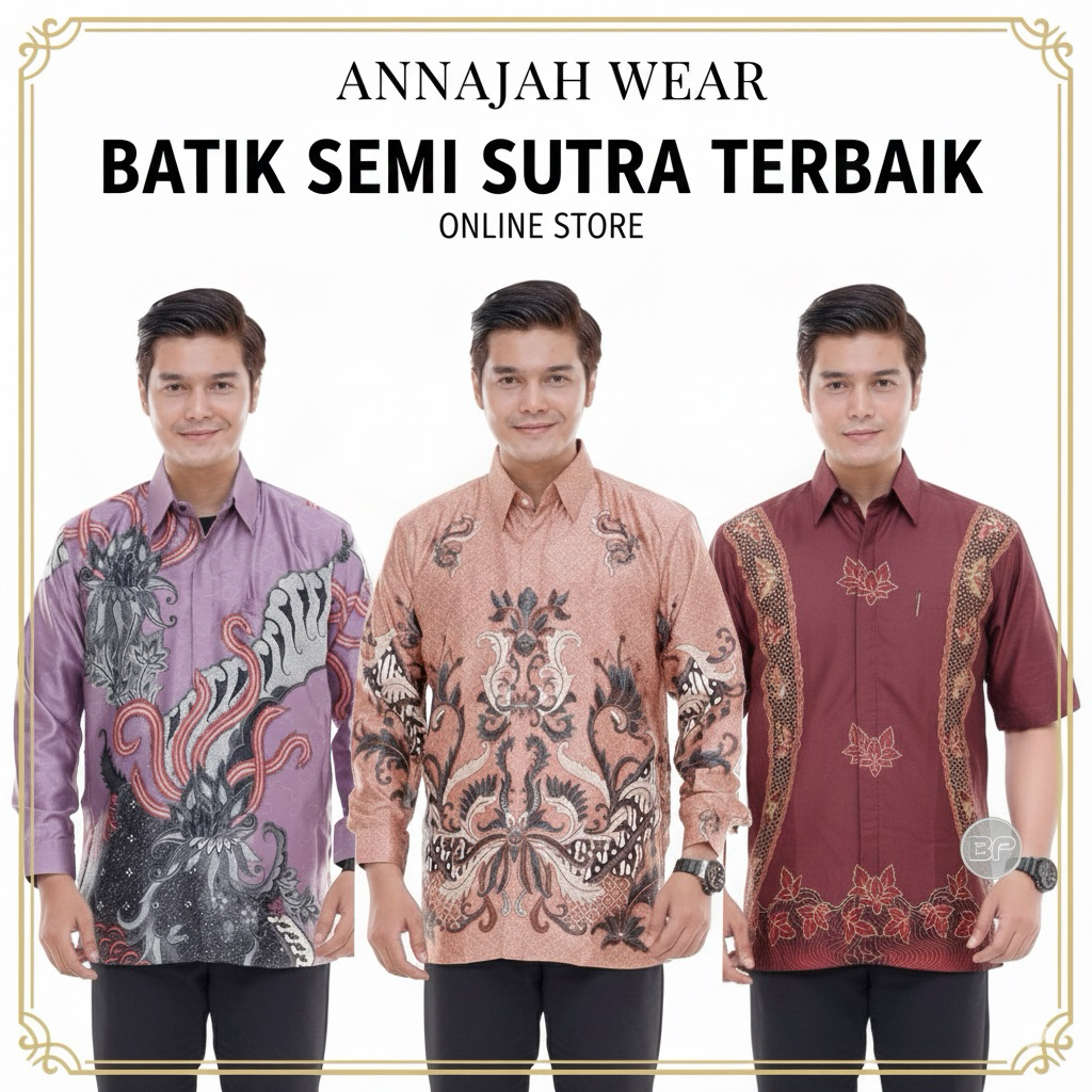 kemeja batik semi sutra terbaik | baju batik pria lengan panjang