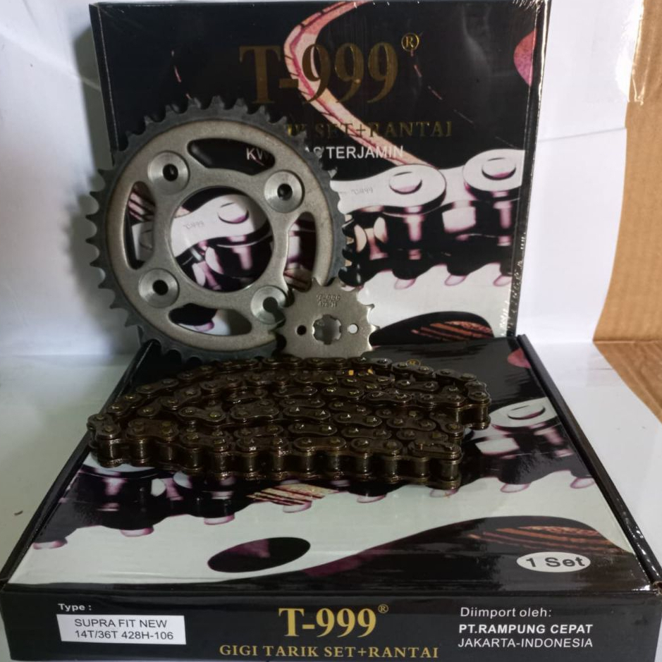 T999 Gir/Gear Paket/Set Komplit Motor Supra fit new (14T/36T) 428H-106 Original