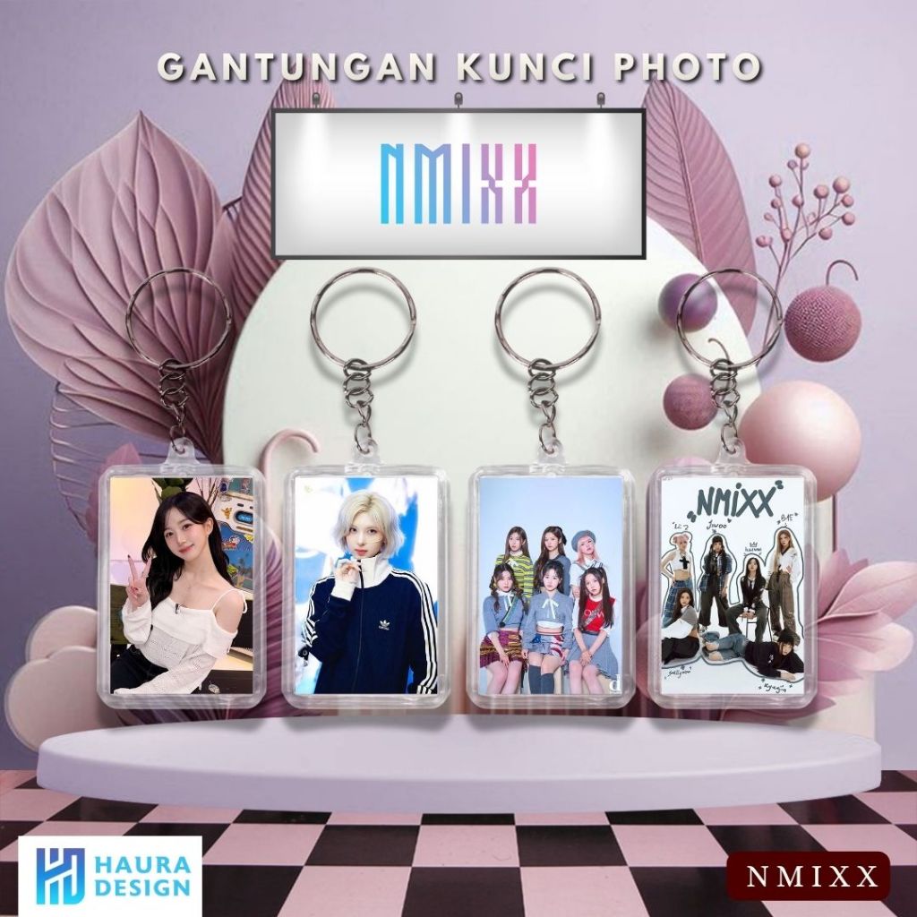 [HAURA] Keychain Gantungan kunci Akrilik Foto 2 Sisi Premium NMIXX Termurah KPOP
