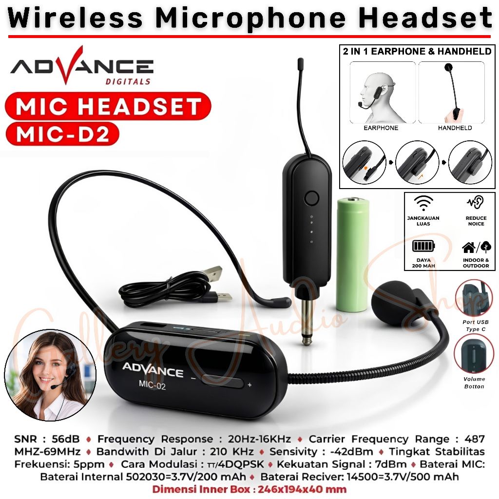 TERLARIS~Mic Bando Wireless Mic Clip On / Microphone Eksternal | Wireless Mic Headset Clip On ADVANC
