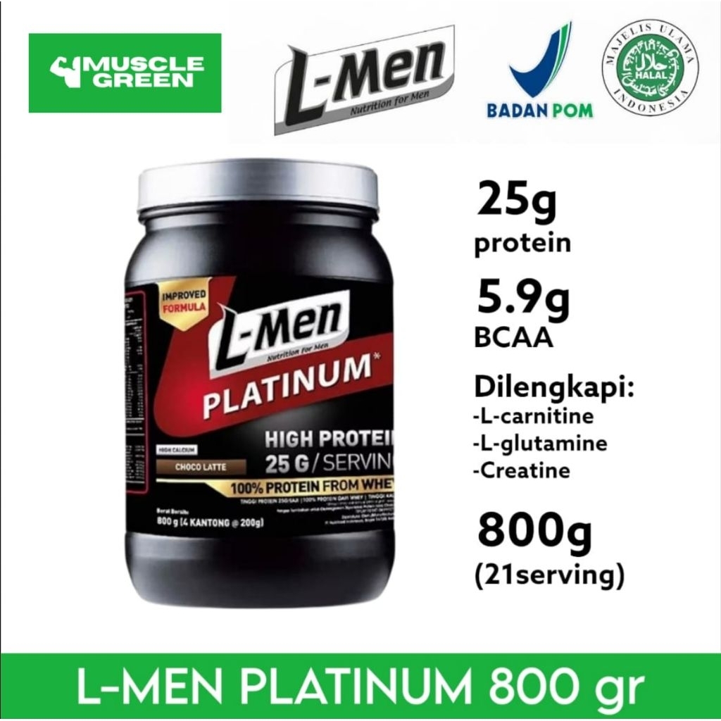 L-men Platinum 800 gram Lmen Whey Protein Rendah Lemak