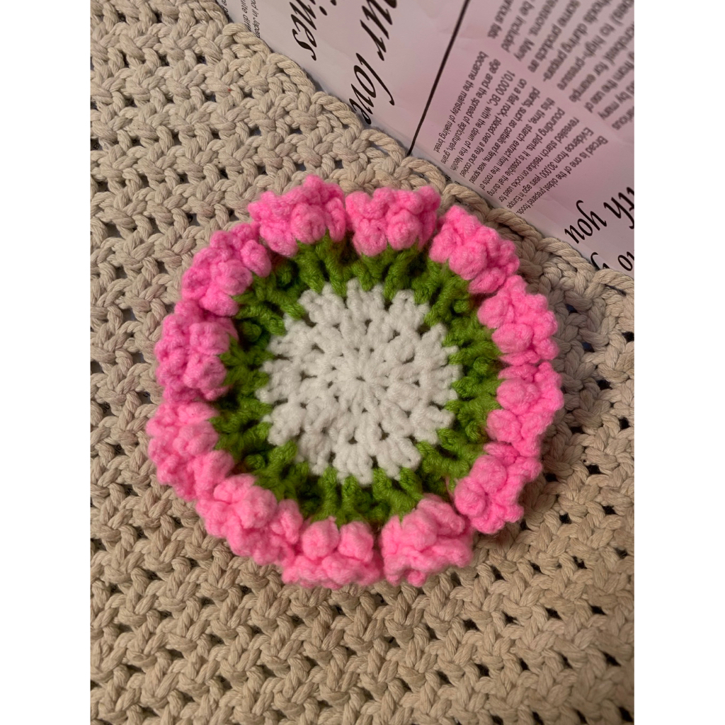 FLOWER COASTER CROCHET / coaster bunga rajut