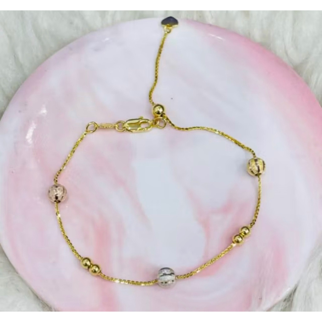 gelang serut bola warna dan cincin linea love solitaire emas asli kadar 700