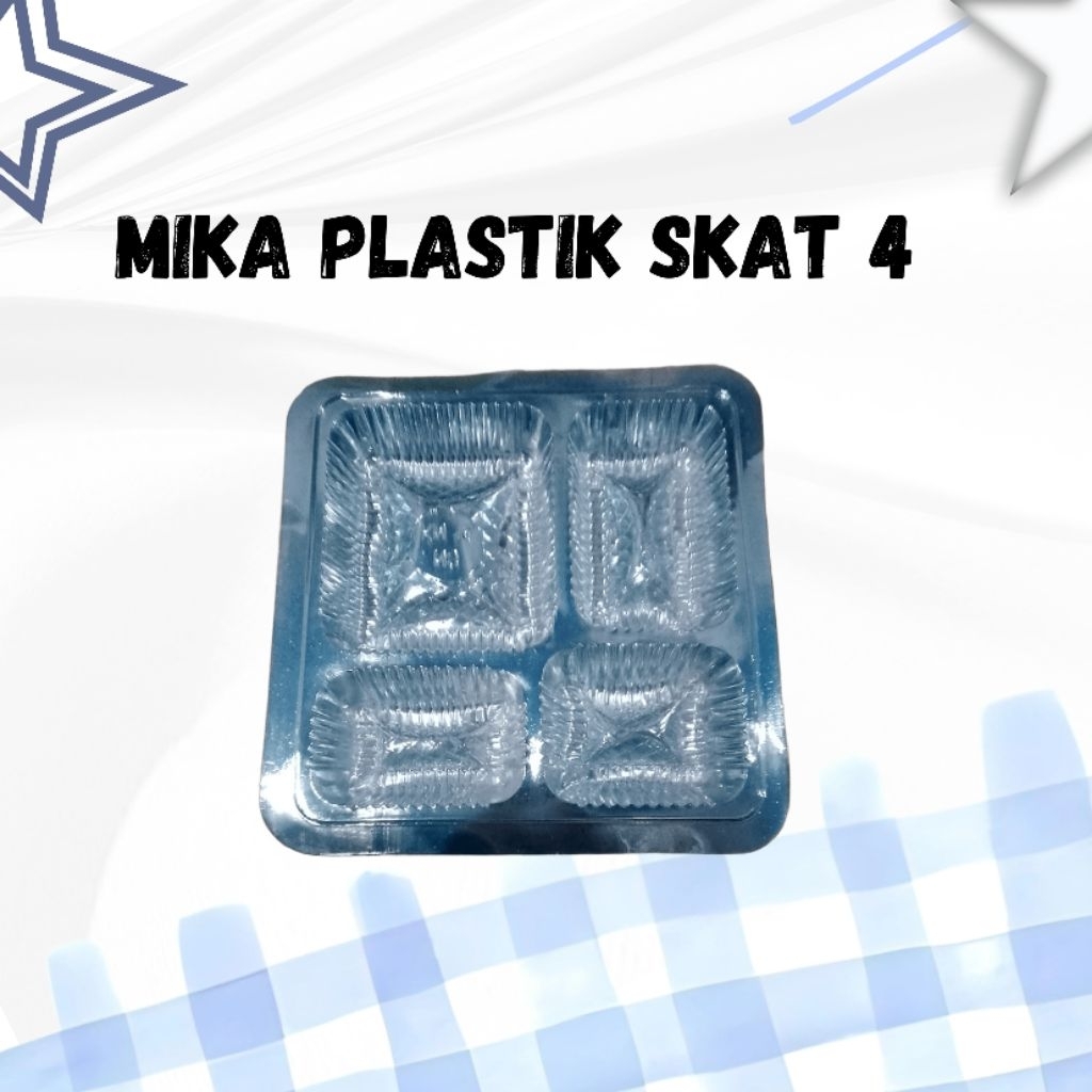 mika kotak nasi mika plastik sekat 4 ukuran 15 x 15 cm mika bening /mika berkat eceran /mika nasi ko