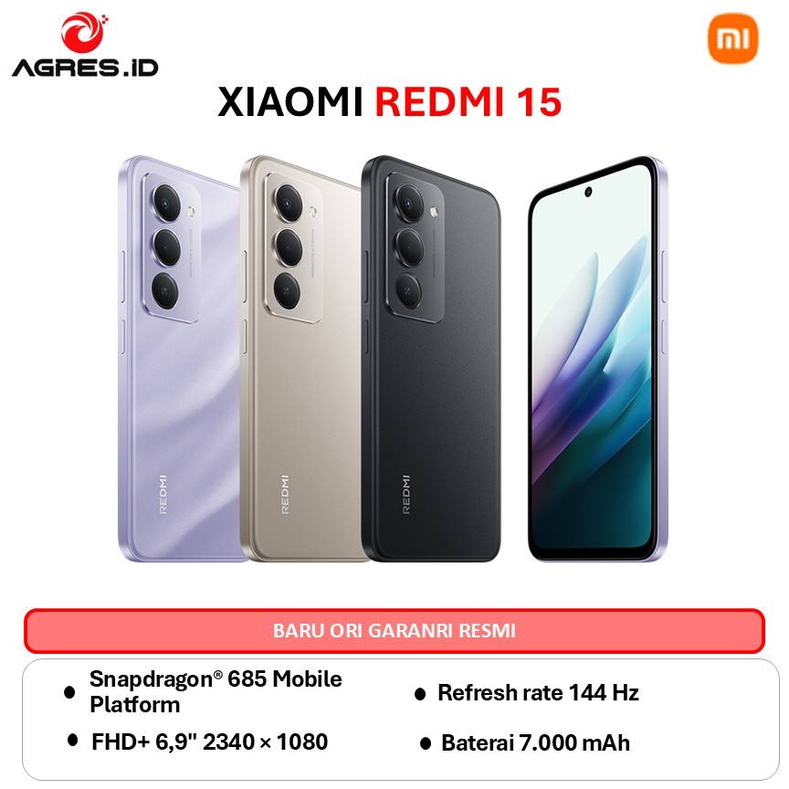 Xiaomi Redmi 15 8GB-256GB Baterai besar 7000mAh pengisian daya 33W  50MP kamera ganda AI