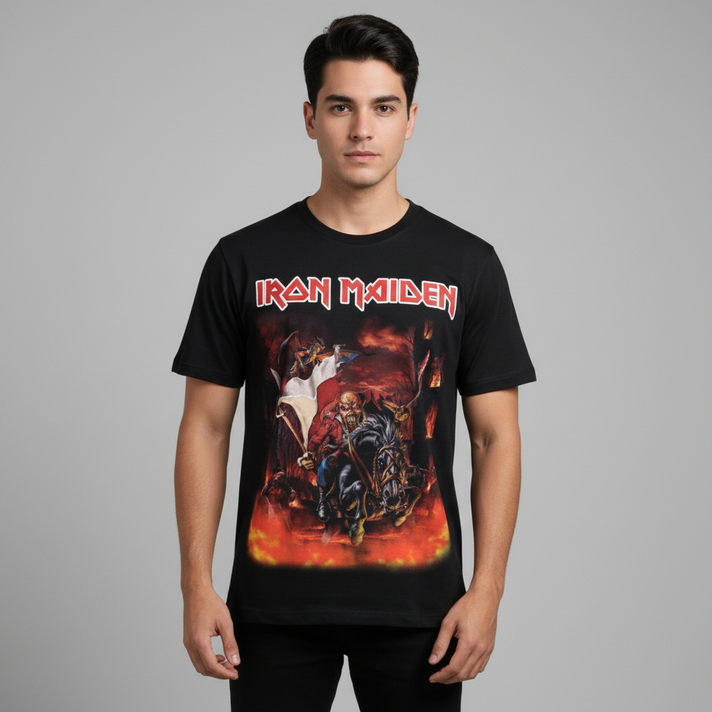 Iron Maiden Tshirt Musik Metal Oversize Pria Wanita Kaos Jumbo Unisex Hitam Azdha