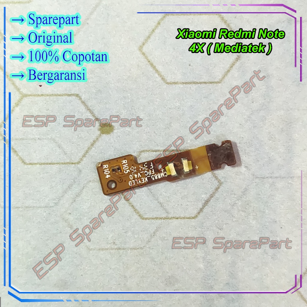 Flex LED Xiaomi Redmi Note 4 /  4X (Mediatek) Lampu Bawah Back Home Copotan