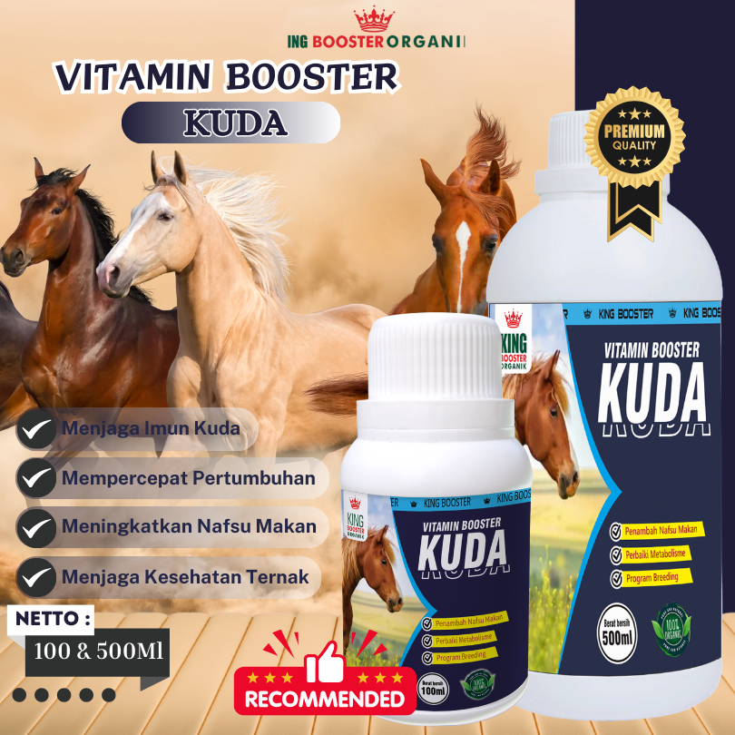 Vitamin Booster Probiotik KUDA, (100ml) Vitamin Organik 100% Meningkatkan Pertumbuhan Kuda