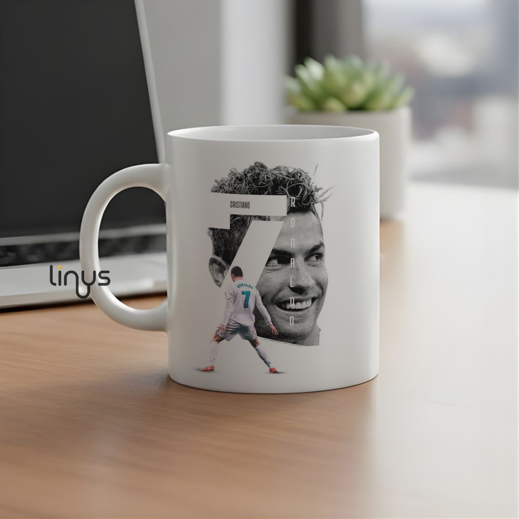 Mug Gelas Ronaldo CR7 face art Cangkir Cristiano Ronaldo 7