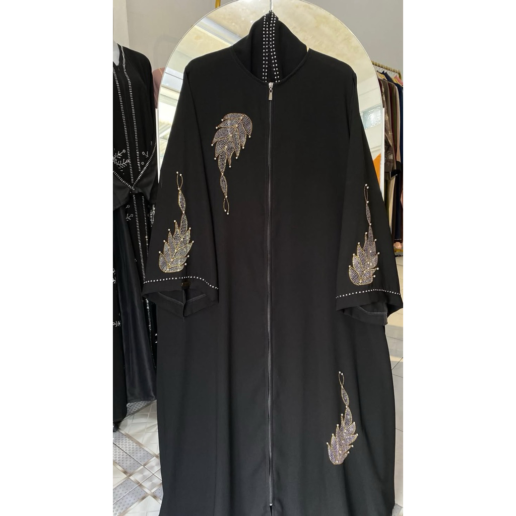 Abaya full zipper set pasmina sifon saudi (bisa dijadikan outer)
