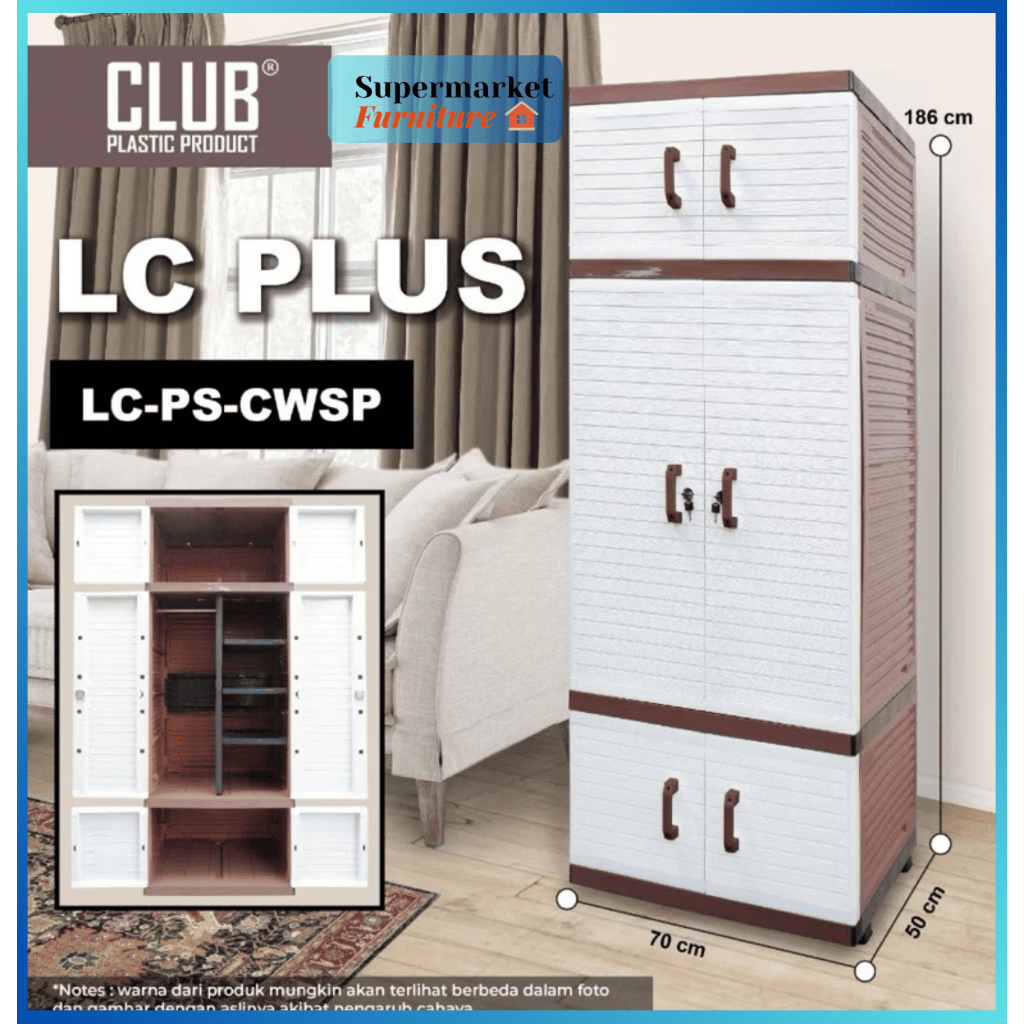 CLUB Plastik Lemari Gantung Minimalis + Kunci - LC-CWSP - Lemari Pakaian Plastik Jumbo