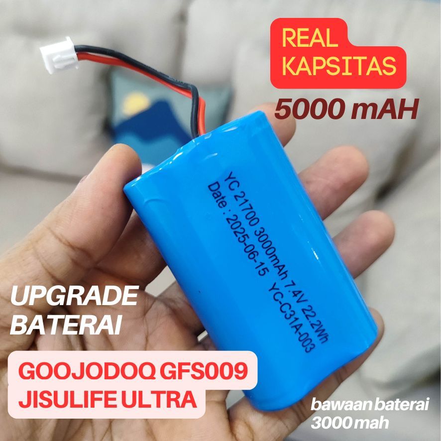 GOOJODOQ Upgrade Baterai Kipas GFS009 5000 mAh Kompatibel dengan GOOJODOQ GFS009 & JISULIFE ULTRA Re
