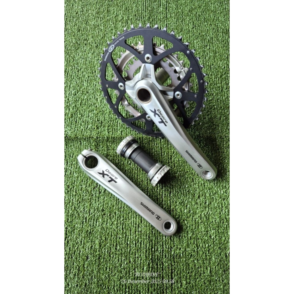 Crankset Shimano Deore XT M771 Triple 48-36-26T HT2 Arm 175mm Japan Original Second Mulus Fungsi Nor