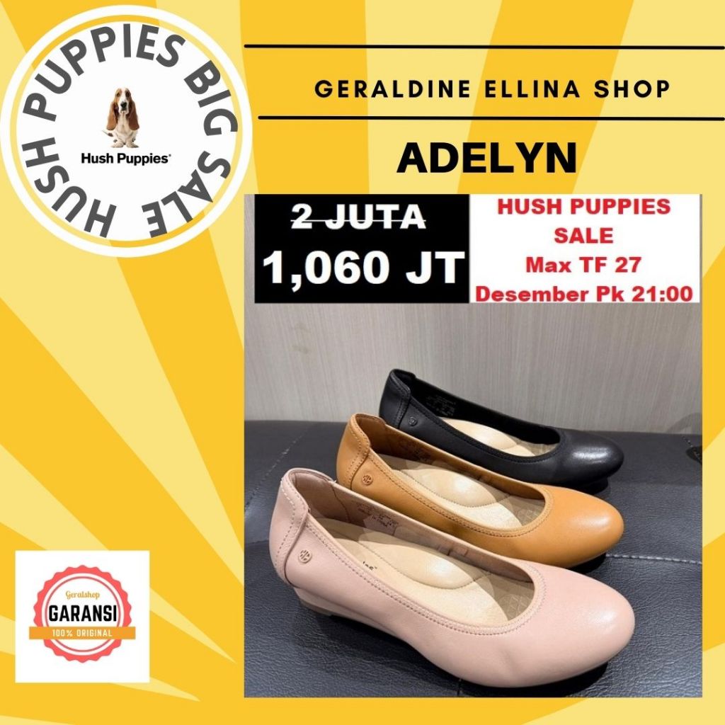 Sepatu wedges wanita Hush Puppies original 100% seri ADELYN UMMA