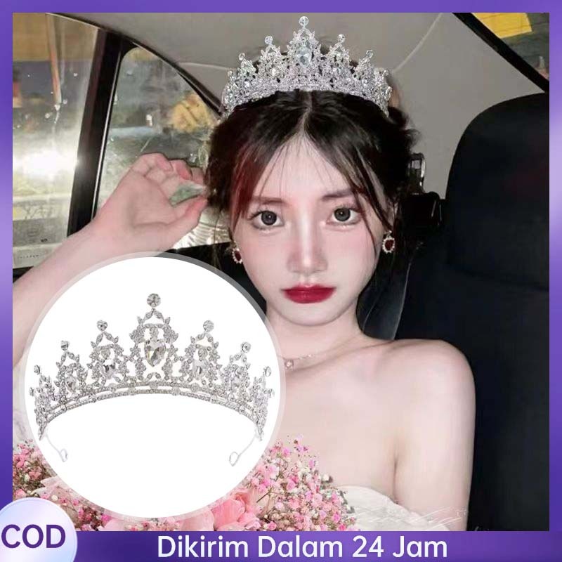 Mahkota Princess Upacara Kedewasaan Mahkota Pengantin Kristal Mode Mahkota Mewah Hari Ulang Tahun Ma