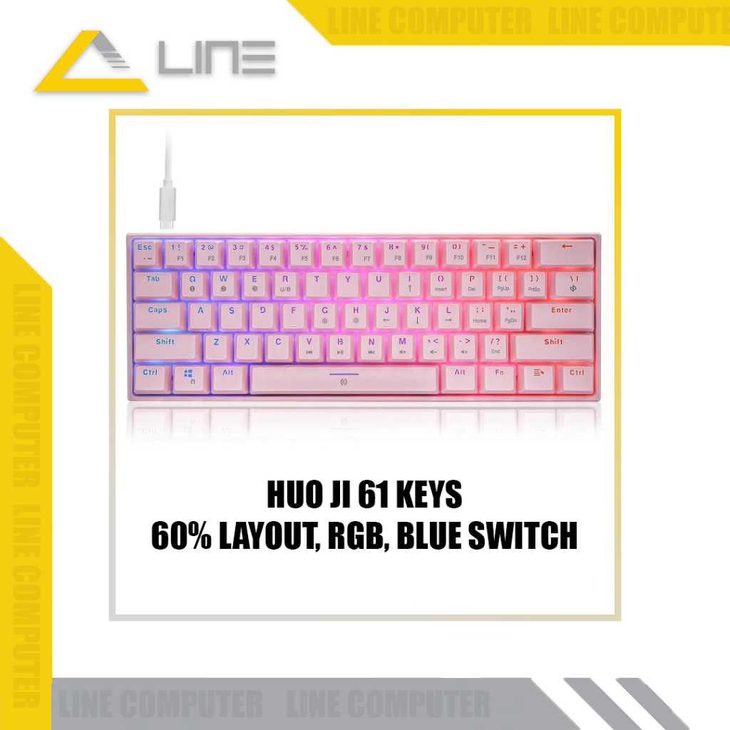 HUO JI CQ006 71 Keys - Pink RGB Backlight Blue Switch Mechanical Keyboard