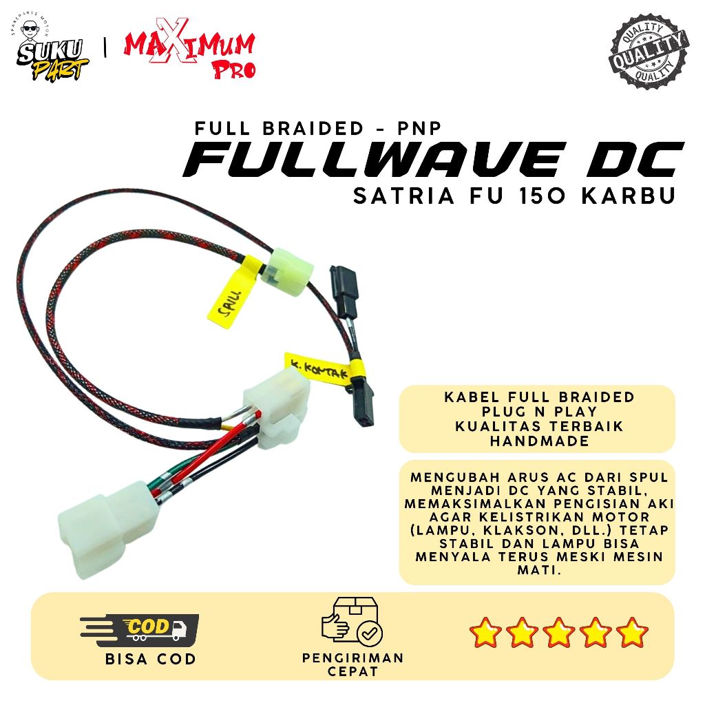 KABEL FULLWAVE SATRIA FU 150 KARBU PNP KABEL FULLWAVE DC KONVERTER FULLWAVE BRAIDED SLEEVE RAPIH