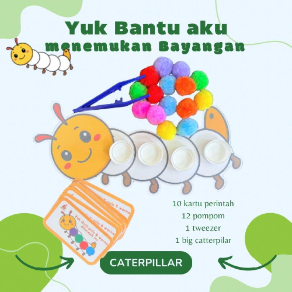 MAINAN EDUKASI ANAK CATTERPILAR / CODING ANAK / POMPOM