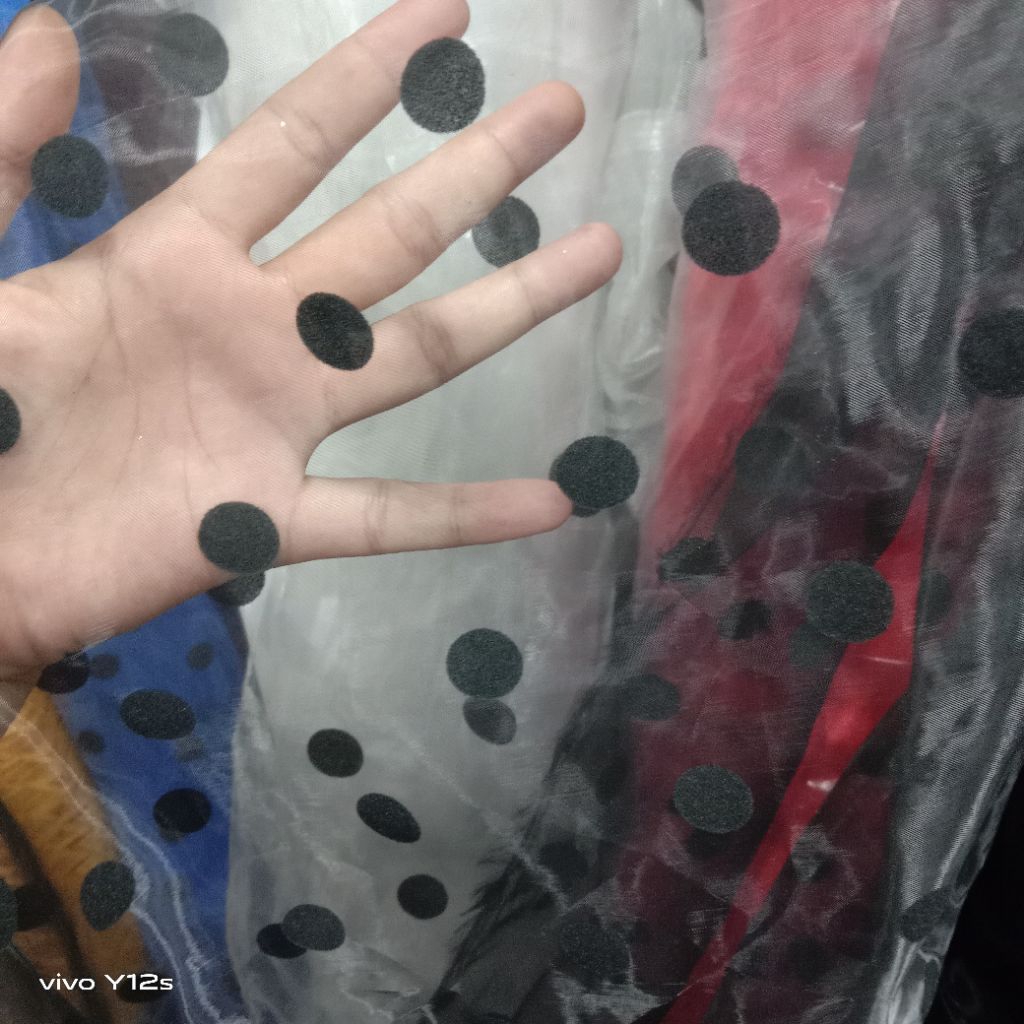 Kain Organza Polkadot / Harga /0.5m / Kain Organza Polkadot Meteran / Bahan Organza Polkadot / Bahan