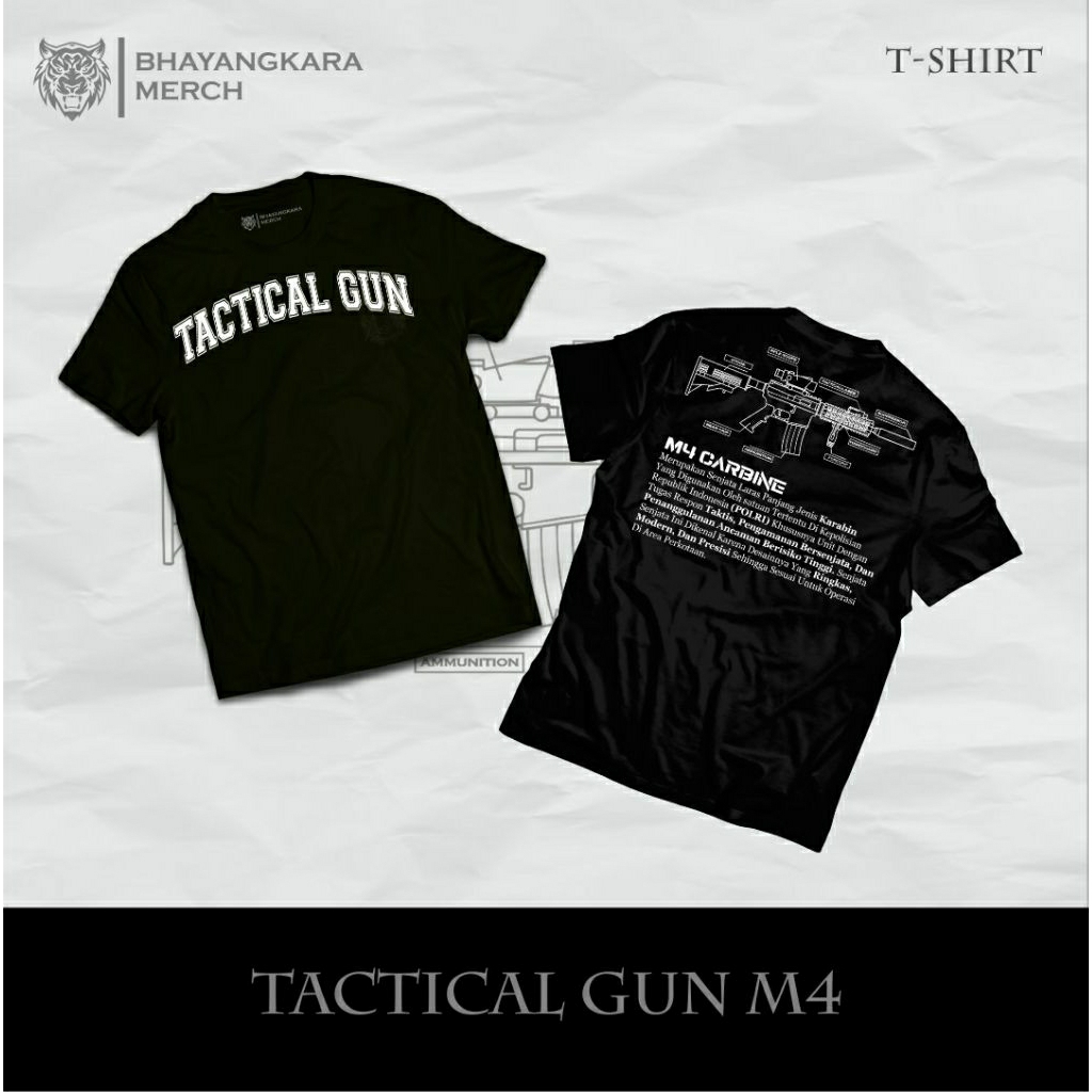 [COD] T-SHIRT TACTICAL M4 CARIBINE BLACK  || KAOS TACTICAL M4 CARIBINE || BAJU SABHARA || KAOS TAMTA