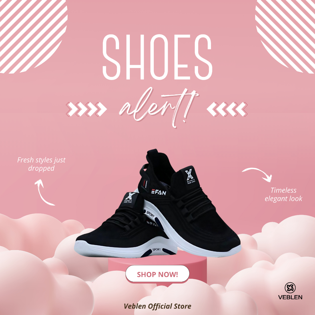 VEBLEN OFFICIAL STORE Sepatu Sneaker Pria Modern Sport/Santai/Kerja/Kantor/Kuliah Sirkulasi Udara
