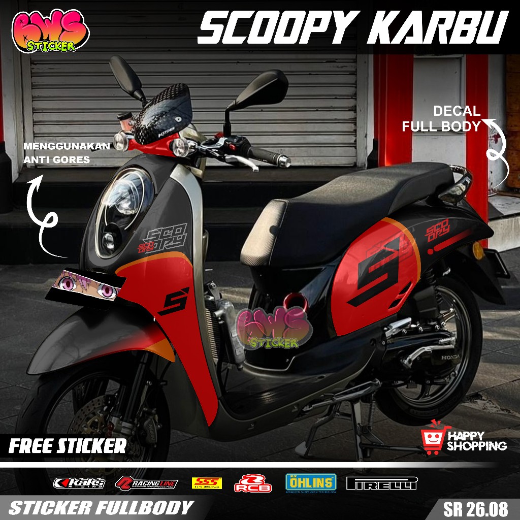 COD Sticker Full Body Honda Scoopy Karbu 2010 2011 2012 Sticker Full Body Scoopy Karbu Motif Simple 