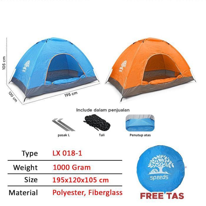 Alltrek - Tenda Camping 2 Orang Tenda Lipat Bahan Parasut Anti Hujan Outdoor 018-1