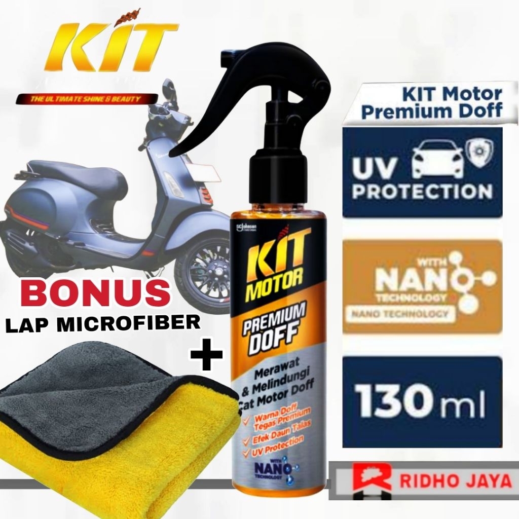 Kit Premium Doff 130ml Bonus Lap Microfiber - Pengkilap Pengkilat Body Motor Mobil Doff Motor Mobil