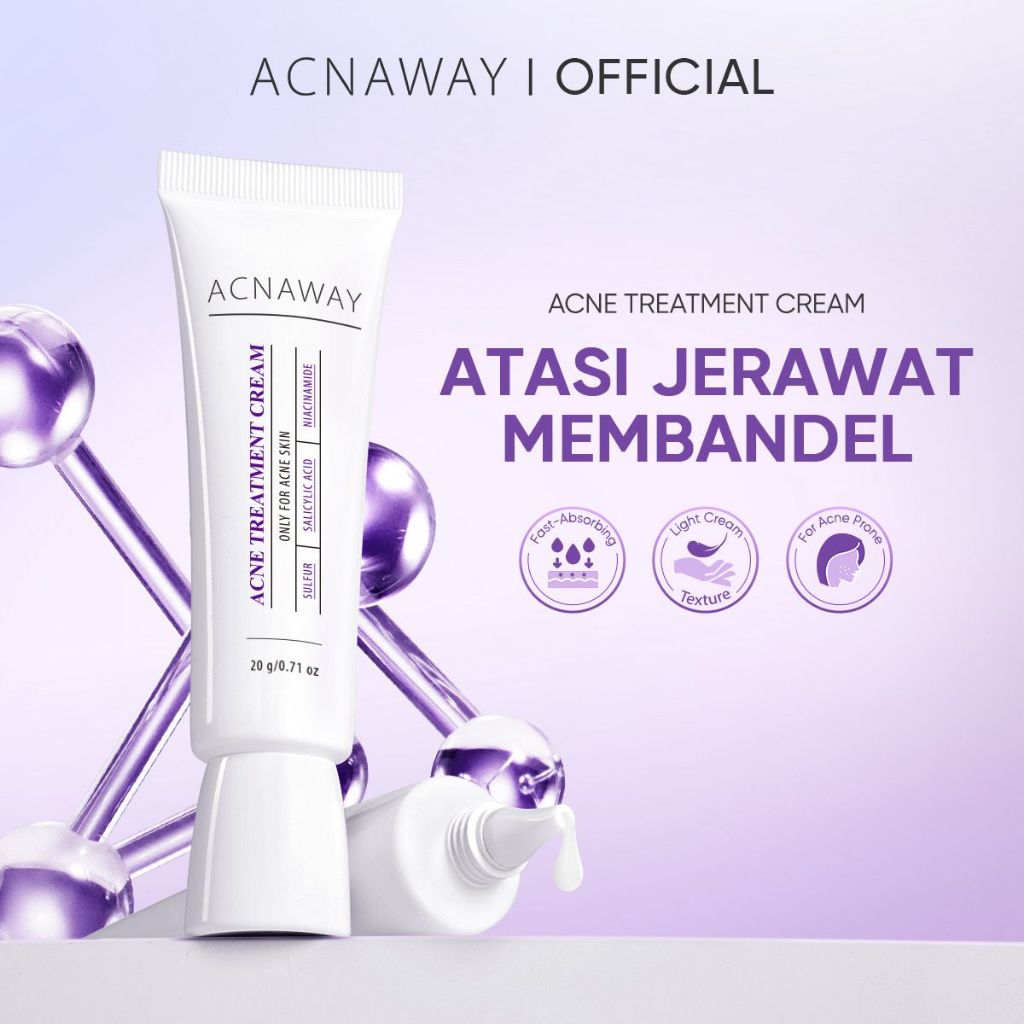 ACNAWAY Acne Treatment Cream - Krim Totol Jerawat Membandel Niacinamide Obat Jerawat Bruntusan Acne 