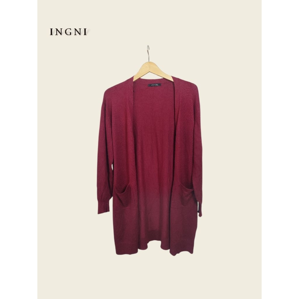 LONG OUTER RAJUT KNIT SUPER BRAND INGNI MAROON