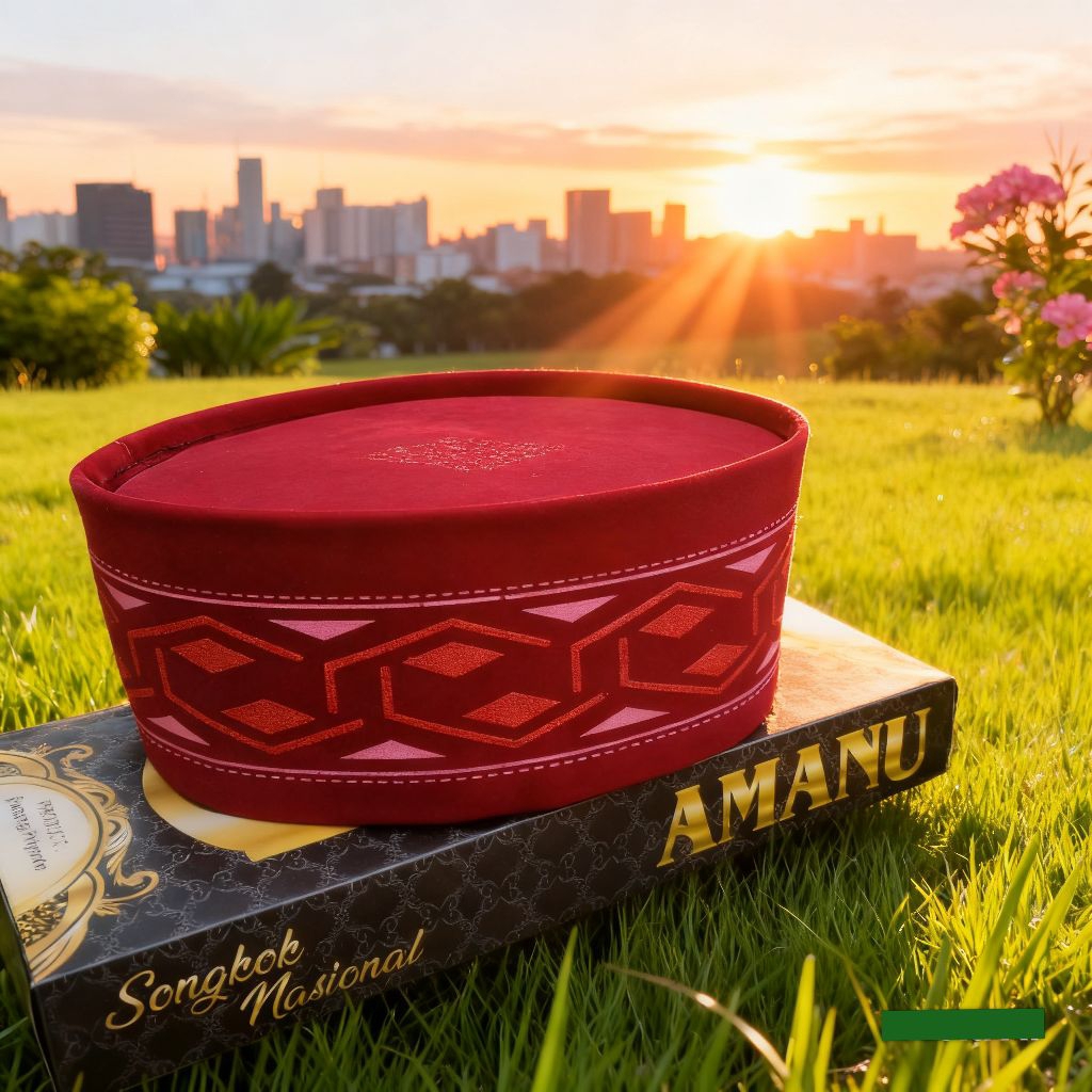 Songkok Merah Maroon Batik 3D Anak & Dewasa