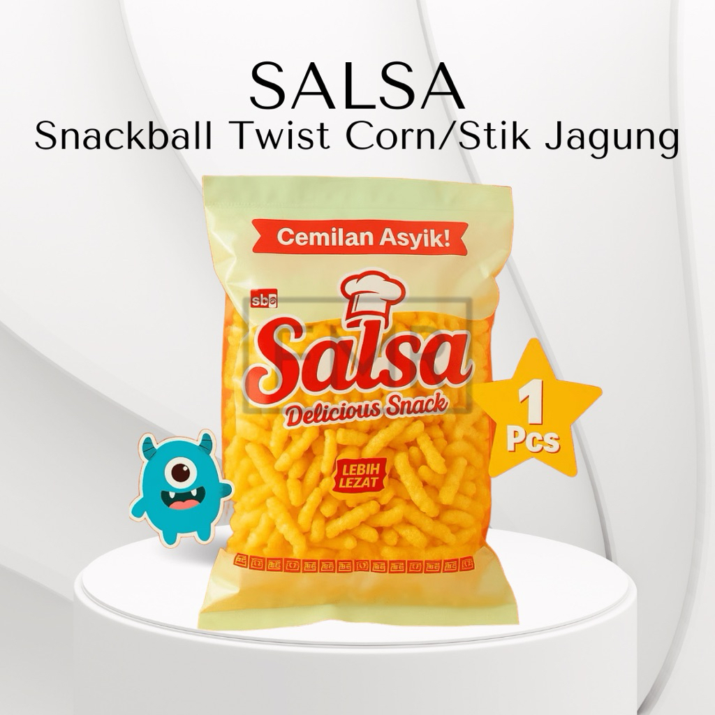 Salsa Snackball Twist Corn / Stik Jagung / Cemilan / Camilan / Chiki / Ciki / Snack Murah / Makanan 