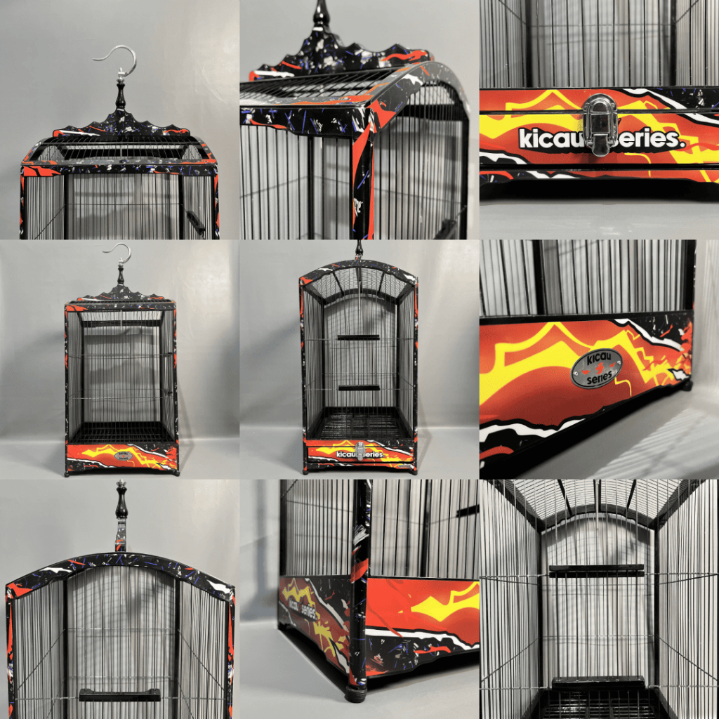 SANGKAR KS DECAL PREMIUM FULL SET 37X42 PREMIUM HIGH QUALITY TMTN KICAU SERIES Dengan Decal Menyala 