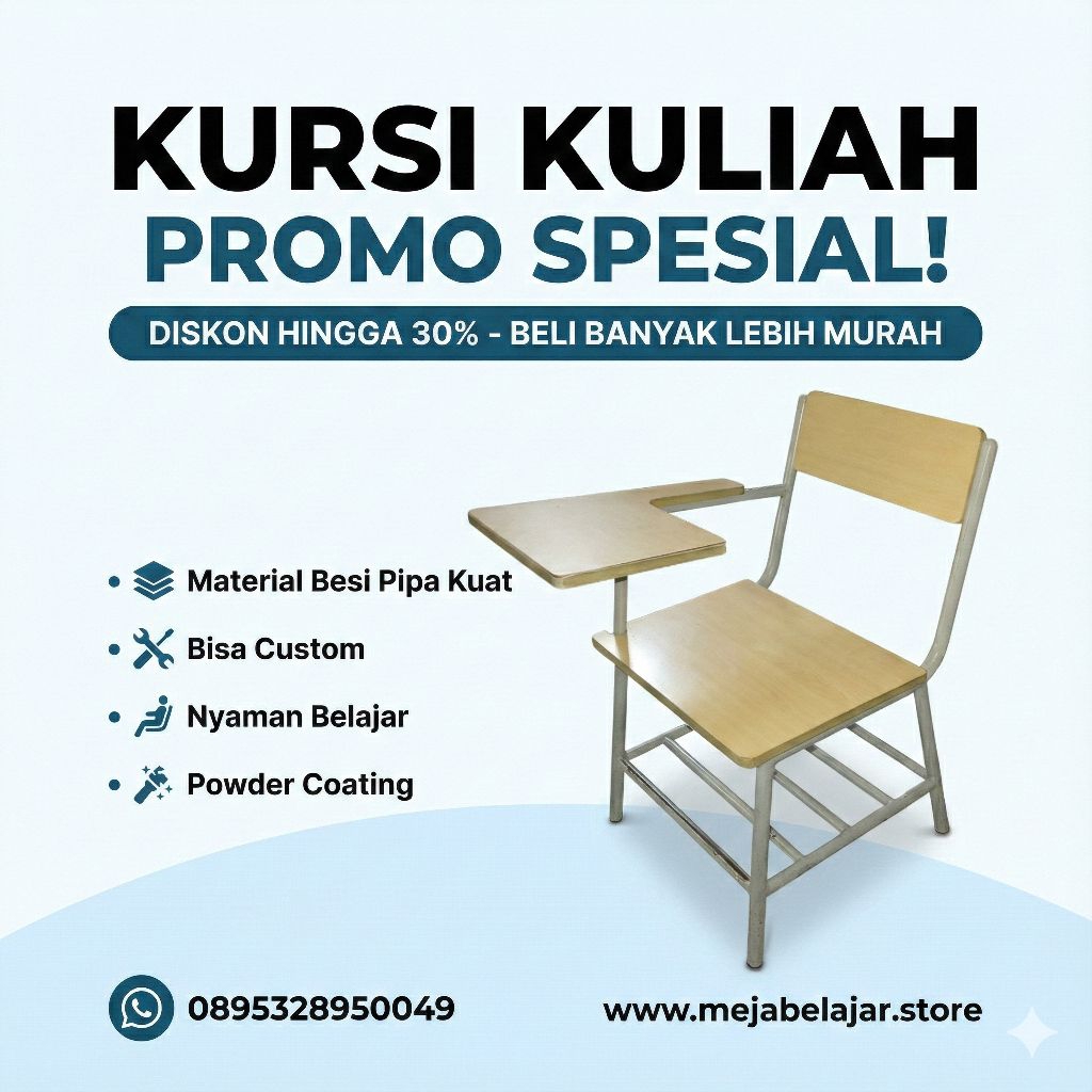 Kursi Kuliah - Kursi Single Mahasiswa - Kursi Universitas - Meja Kuliah - Kursi Bimbel - Kursi Singl