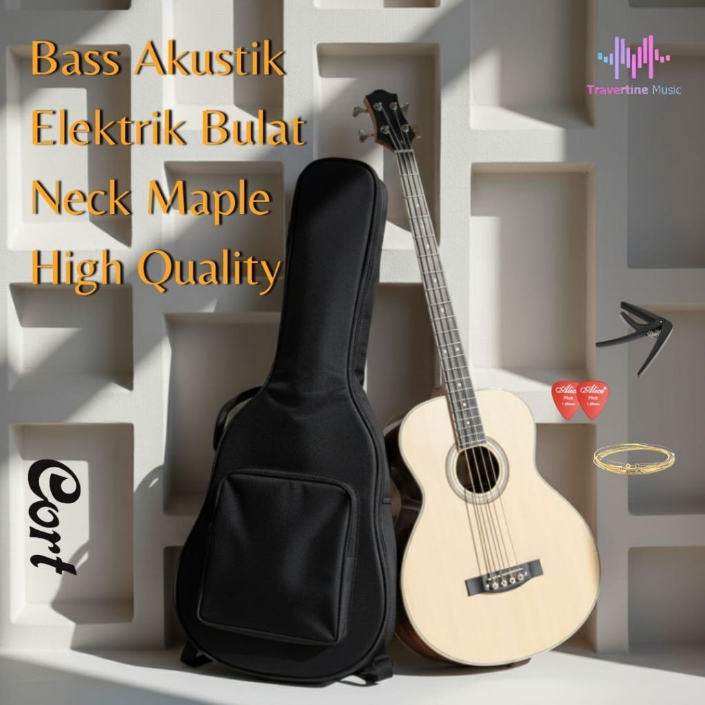 Bass Akustik Elektrik Cort Neck Maple Senar High Quality